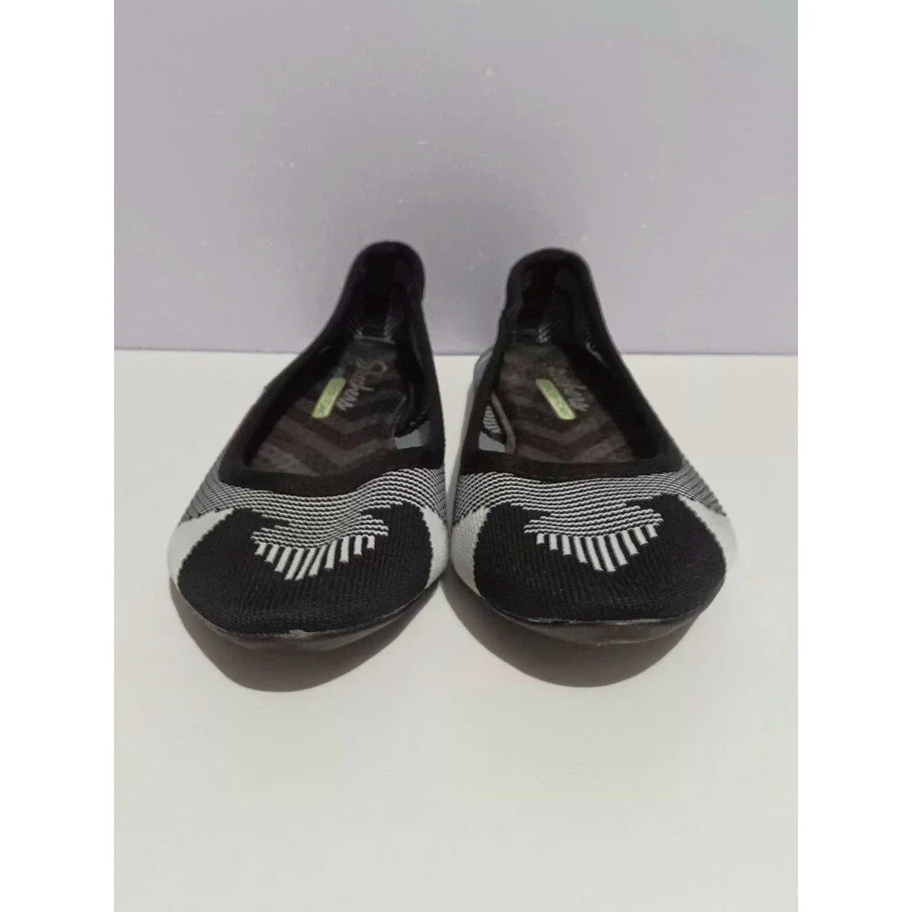Skechers Cleo-Wham Black Gray Slip On Ballet Flats Shoes Women's Sz 6.5